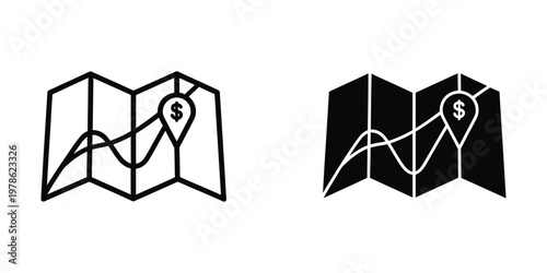 Comparative map illustration showing financial growth paths with different visual styles