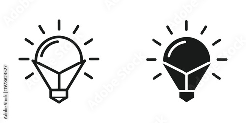 Illustration of a light bulb icon in both white and black fill styles