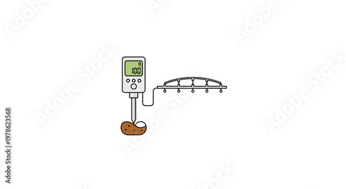 Digital scale with orange object.