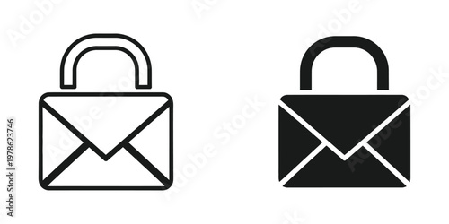 Comparison of a standard and a secured email envelope icon with padlocks.