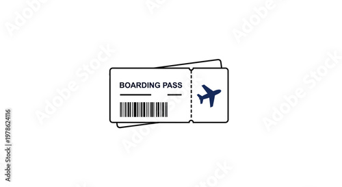 Airplane Boarding Pass Ticket Travel Document.