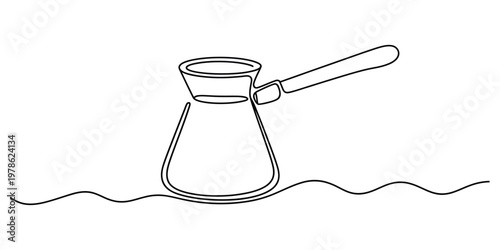 Minimalist One Line Drawing of a Turkish Coffee Pot