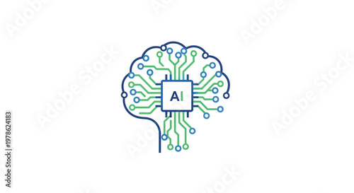 Artificial Intelligence Brain Icon Design.