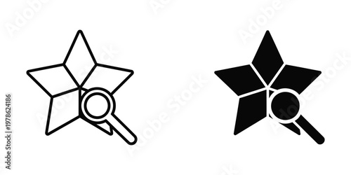 Contrast between outlined and filled star shapes under a magnifying glass