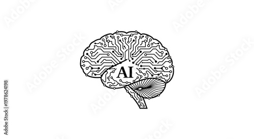 Artificial Intelligence Brain Illustration.