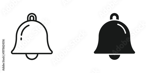 Contrast between a white and black traditional hanging bell icon illustration