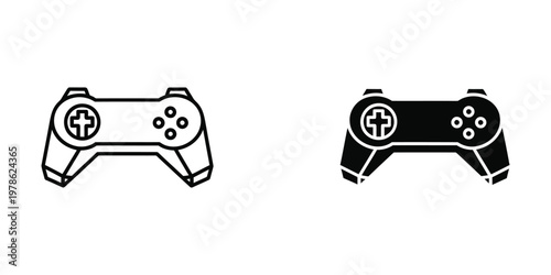 Comparison of two different styled video game controllers with directional pads and buttons