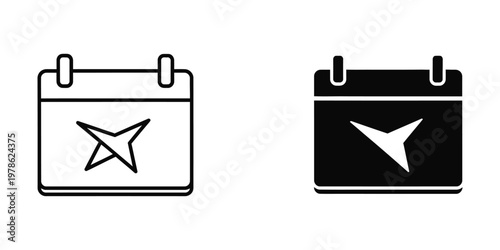 Contrasting calendar icons with star symbols in different color schemes