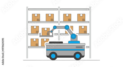 Automated robotic arm warehouse system.