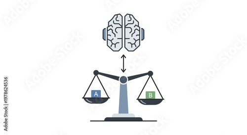 Balance scale with brain and money.