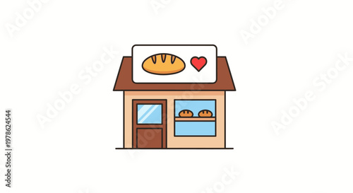 Bakery Store Front View Illustration.