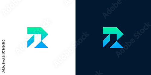 Modern Abstract Geometric Letter R Logo Design in Gradient Colors