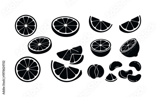 Citrus fruits for marmalade including oranges sliced rounds, lemons wedges, limes halves, grapefruit segments, tangerine pieces,