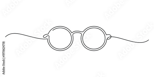 Minimalist One Line Drawing of Round Glasses