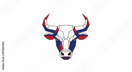 Colorful Bull Head Illustration with Horns.