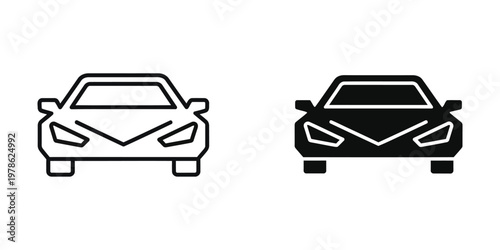 Contrast between a white and black sedan illustration with headlights on and off