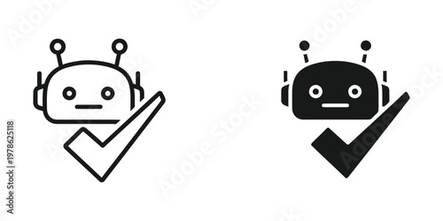Dual robot icons with checkmark symbols indicating approval or confirmation