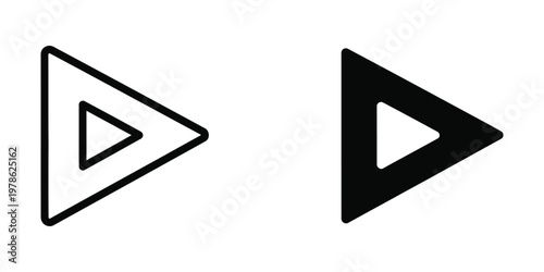 Free Download Comparison of outlined and filled play button icons with central triangular cutouts - GFXLoad