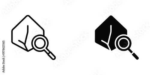 Contrast between outlined and filled geometric shapes under magnification lenses