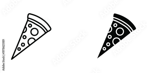 Two contrasting pizza slice illustrations with different toppings and crust styles