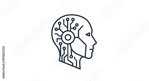 Cyborg Head with Circuit Board.