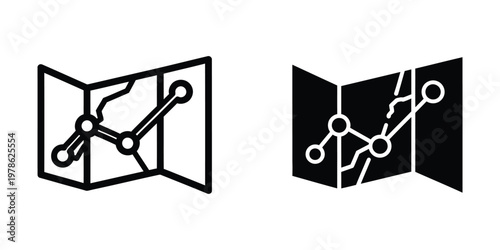 Abstract geometric diagrams of interconnected nodes on folded paper structures