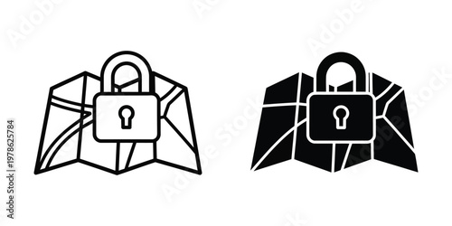 Contrast of secure and insecure map representations with padlock symbols