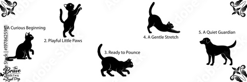 Black cat silhouettes pattern a whimsical and spooky design