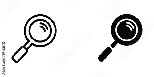 Two magnifying glasses with different levels of shading in their lenses