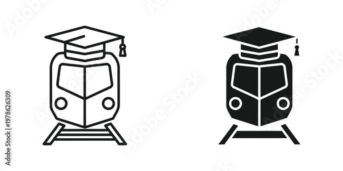 Εκτύπωση καμβά Graduation train icons symbolizing academic achievement and educational progress