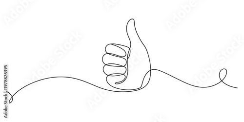 Minimalist One Line Drawing of Thumbs Up Gesture