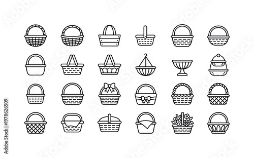 Flower baskets with wicker baskets, wooden baskets, woven containers, decorative handle baskets, and tabletop floral arrangements