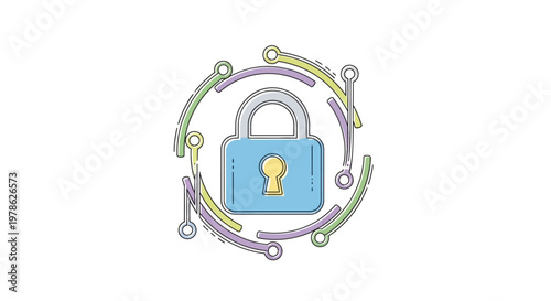 Blue padlock with yellow keyhole.