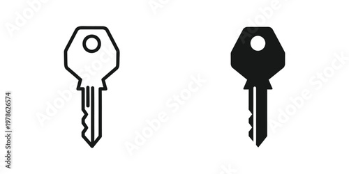 Contrasting black and white outline keys symbolizing access and security