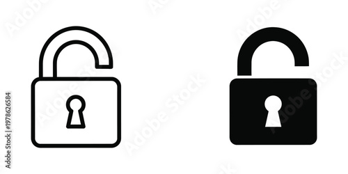 Comparison of unlocked padlocks with different visual styles and colors