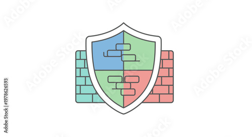 Shield with puzzle pieces logo symbol.