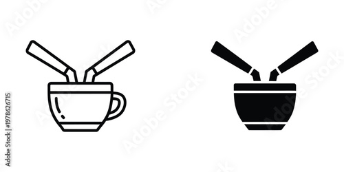 Traditional and modern tea preparation methods with two different utensils.