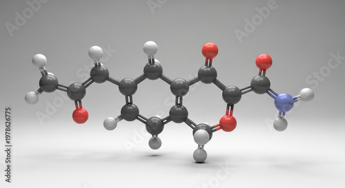 A 3D model of a molecular structure with colorful atoms and bonds