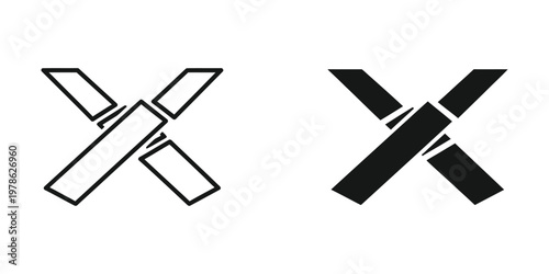 Comparison of two stylized x marks with different line weights and shading techniques