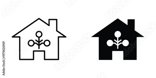 Contrast depiction of a house with a family inside using different visual styles