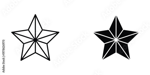 Comparison of a simple line star and a filled star with white internal lines