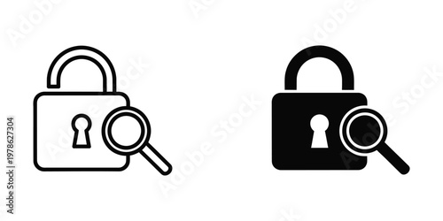 Contrast between open and closed padlocks under magnifying glasses for security themes