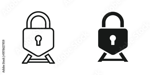Comparison of an open and a closed padlock symbol illustration