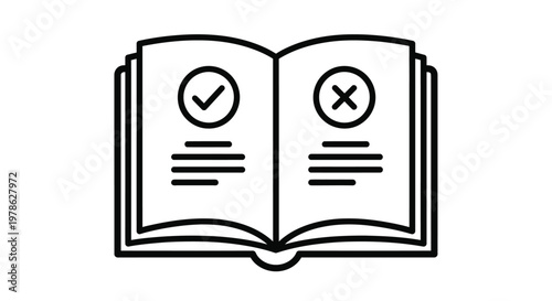 An open book illustration displays a checkmark and an x symbol representing correct and incorrect answers