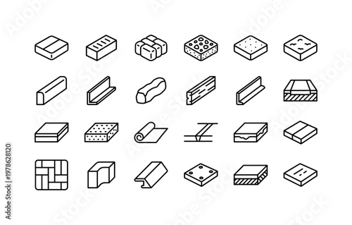 Garden path construction elements with paving stones borders edges layers bases and structural components clean monoline outline