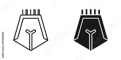 Contrast comparison of two stylized, abstract medical or scientific symbols with a geometric base and spikes