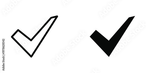 Comparison of thin and thick checkmark symbols in black and white