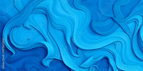 Abstract blue silk fabric background with soft flowing waves and smooth satin texture design