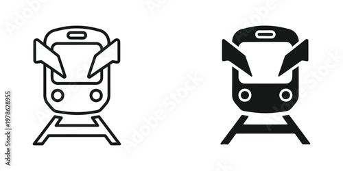 Contrast illustration of a train with and without shading effects on doors and windows