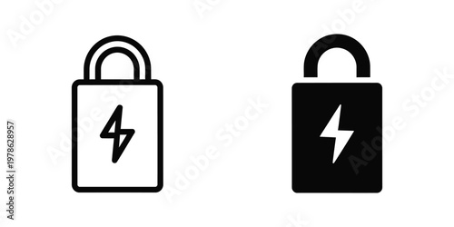 Contrast between locked and unlocked symbols with lightning bolt icons